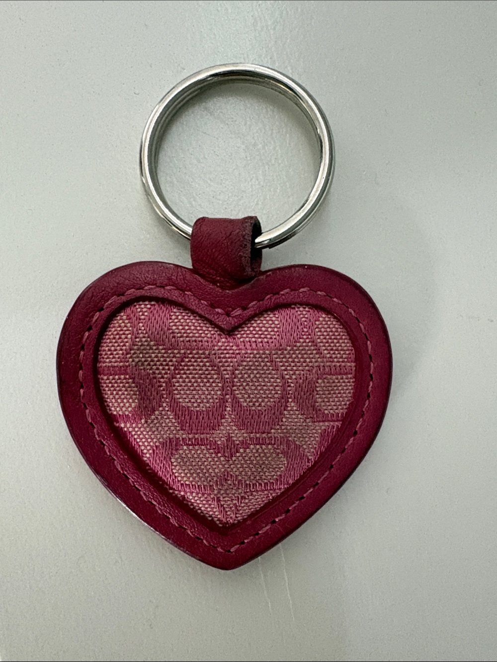 Coach Heart Key Ring in Berry Pink